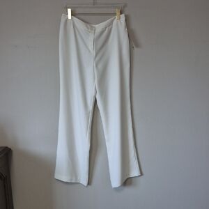 Joseph Ribkoff Cream Crepe Wide Leg Dress Pants Trousers, Size 14 Classy Classic